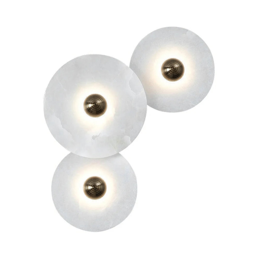 Layered Alabaster Sconce Flush Mount LED Fixture Bronze Multi-Disc Indoor Accent Light for Bedroom Hallway Living Room Modern Sculptural Cei | Thomler