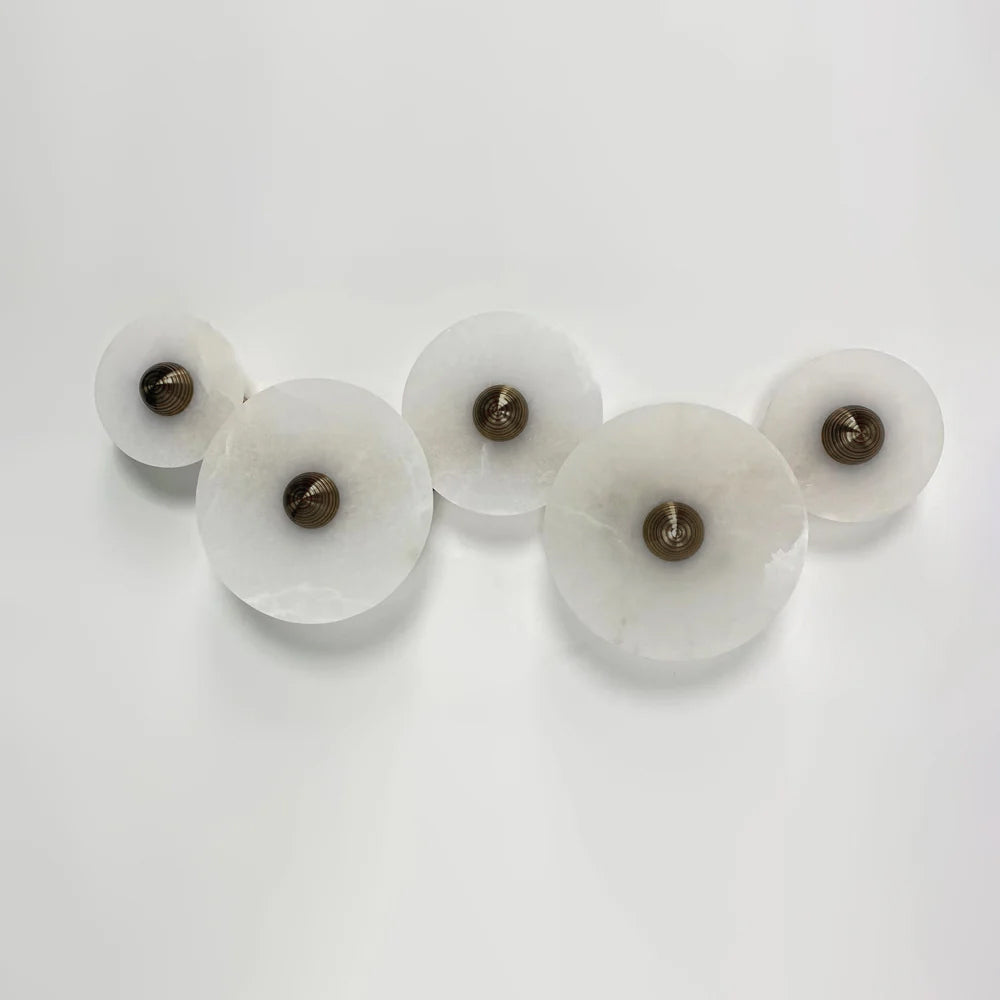 Layered Alabaster Sconce Flush Mount LED Fixture Bronze Multi-Disc Indoor Accent Light for Bedroom Hallway Living Room Modern Sculptural Cei | Thomler