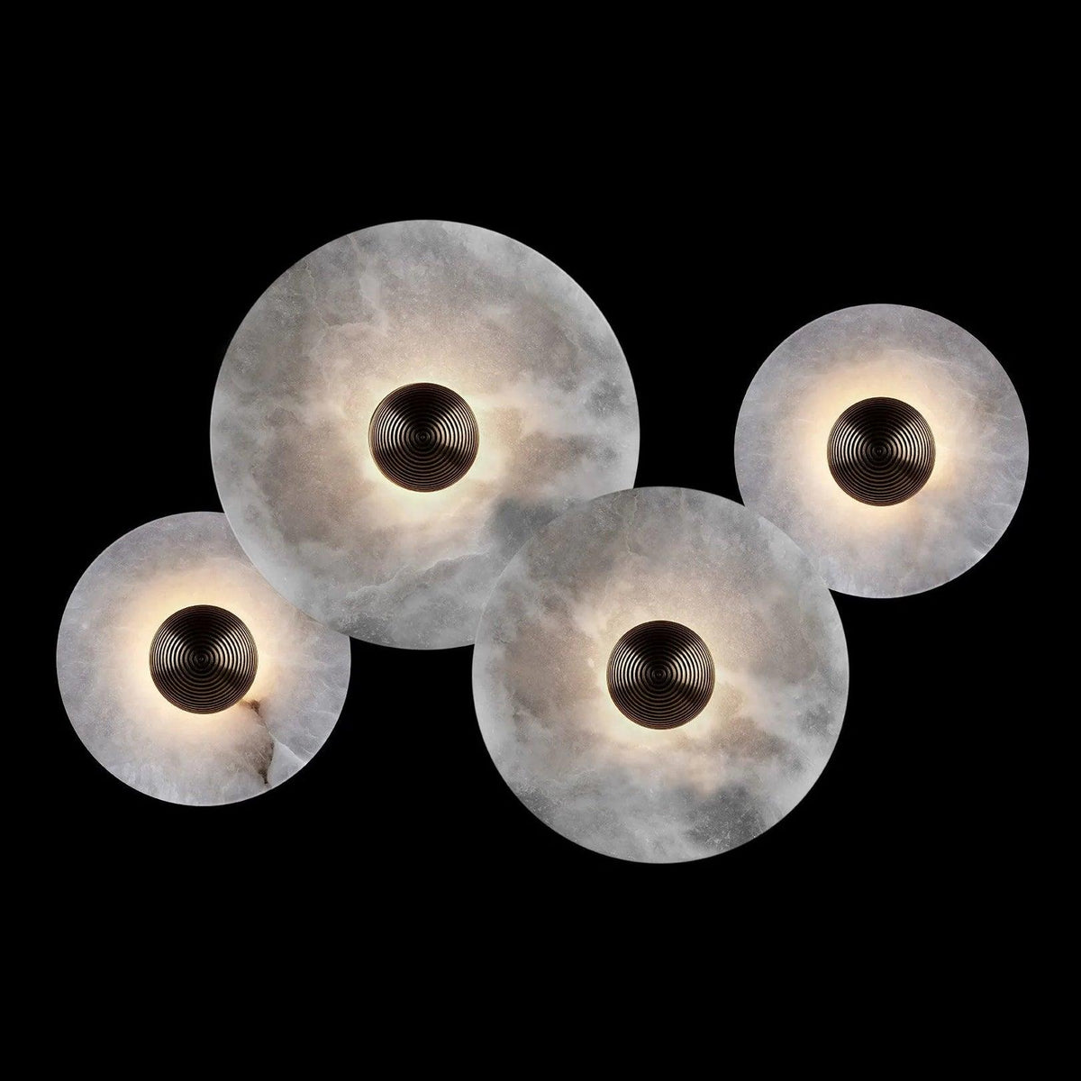 Layered Alabaster Sconce Flush Mount LED Fixture Bronze Multi-Disc Indoor Accent Light for Bedroom Hallway Living Room Modern Sculptural Cei | Thomler
