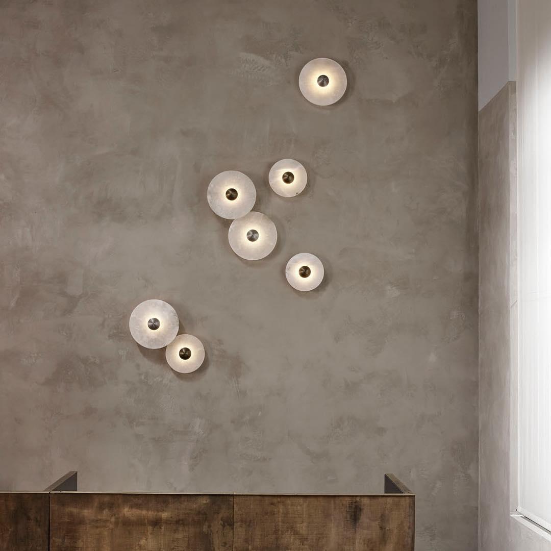 Layered Alabaster Sconce Flush Mount LED Fixture Bronze Multi-Disc Indoor Accent Light for Bedroom Hallway Living Room Modern Sculptural Cei | Thomler