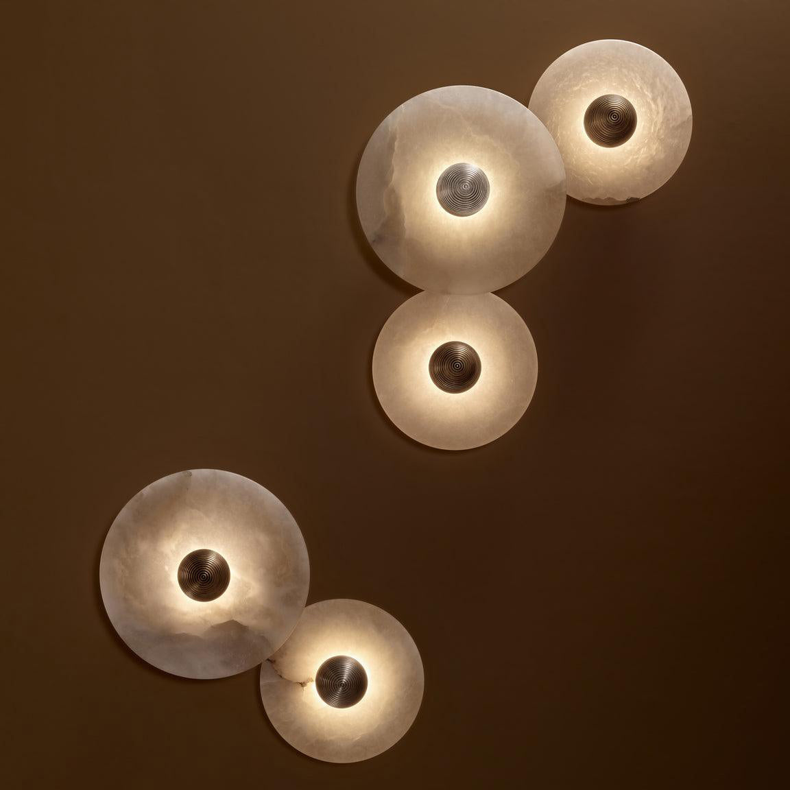 LED Flush Mount Ceiling Light 12 Inch Alabaster Shade Aluminum Frame Dual Install Wall Sconce Contemporary Fixture for Bedroom Hallway Livin | Thomler
