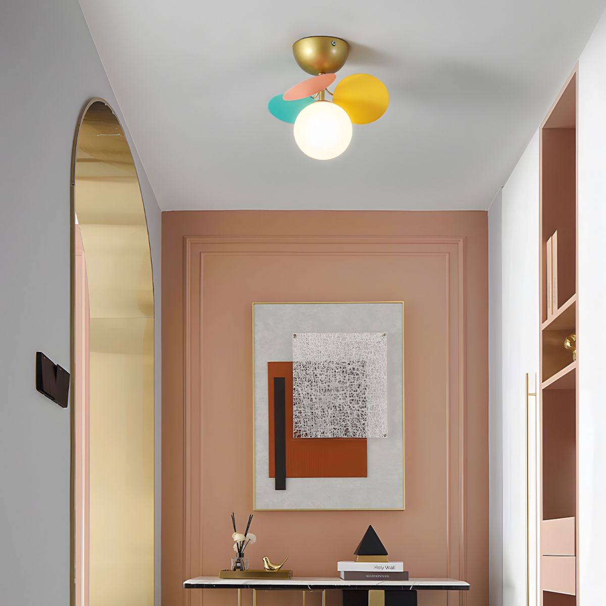 Lámpara de techo de montaje empotrado en colores pastel de 10 pulgadas de diámetro, de metal y acrílico, para habitación de niños, dormitorio, oficina, hogar, guardería, iluminación superior para espacios pequeños