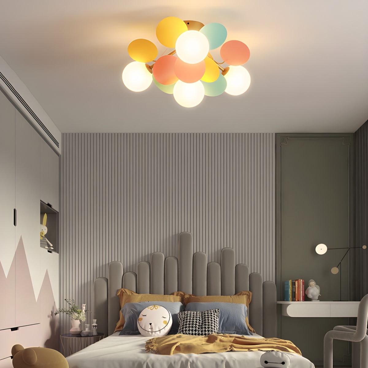 Lámpara de techo de montaje empotrado en colores pastel de 10 pulgadas de diámetro, de metal y acrílico, para habitación de niños, dormitorio, oficina, hogar, guardería, iluminación superior para espacios pequeños