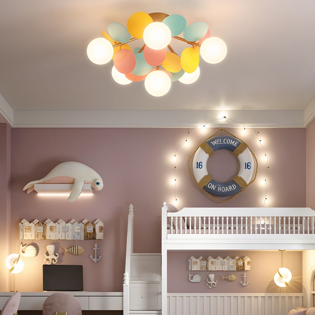 Lámpara de techo de montaje empotrado en colores pastel de 10 pulgadas de diámetro, de metal y acrílico, para habitación de niños, dormitorio, oficina, hogar, guardería, iluminación superior para espacios pequeños