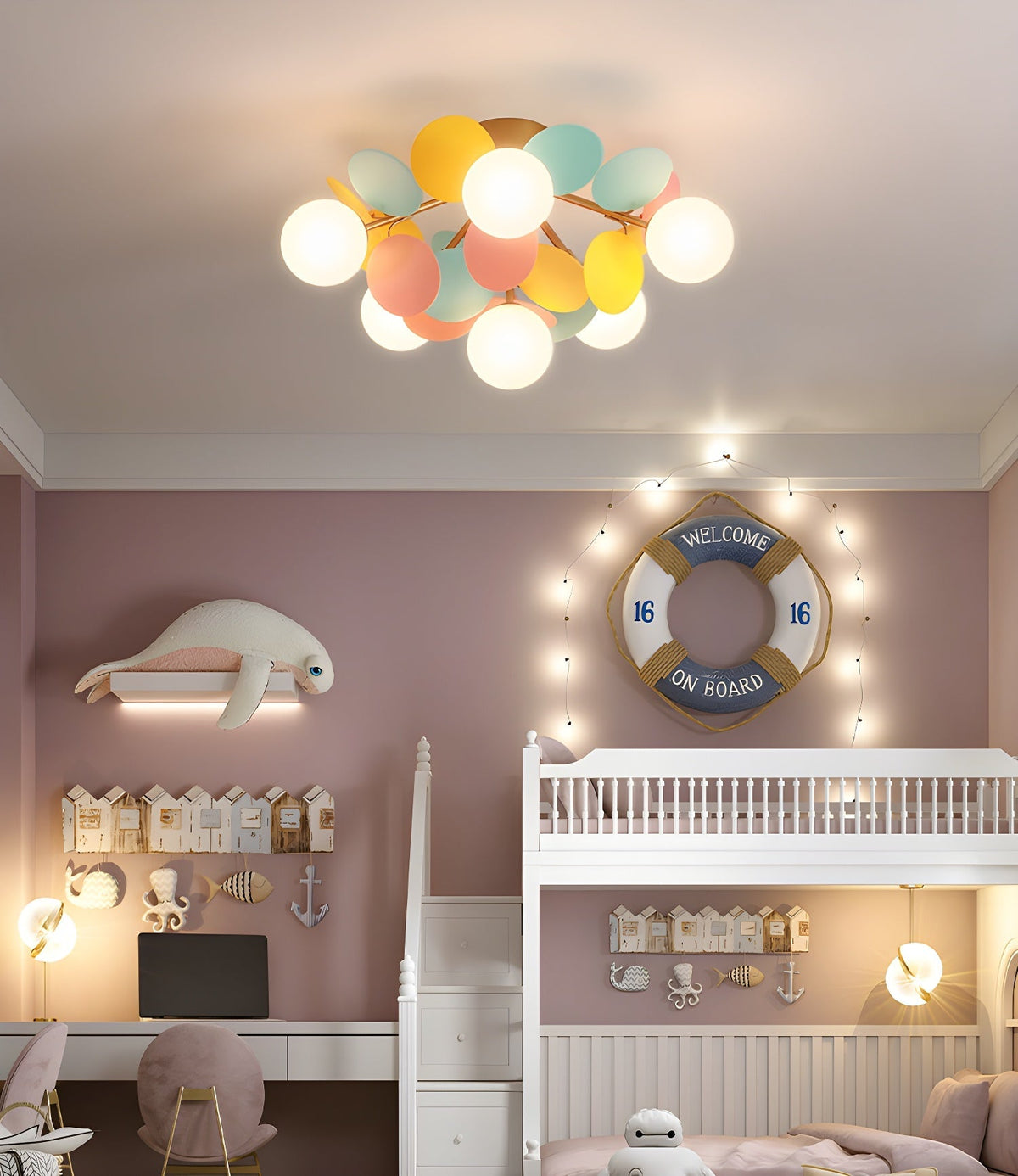 Lámpara de techo de montaje empotrado en colores pastel de 10 pulgadas de diámetro, de metal y acrílico, para habitación de niños, dormitorio, oficina, hogar, guardería, iluminación superior para espacios pequeños