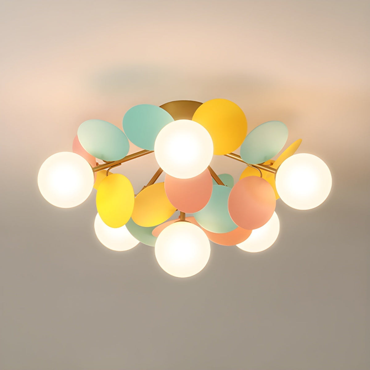 Lámpara de techo de montaje empotrado en colores pastel de 10 pulgadas de diámetro, de metal y acrílico, para habitación de niños, dormitorio, oficina, hogar, guardería, iluminación superior para espacios pequeños