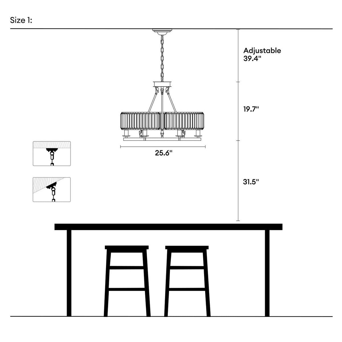 Round Overhead Fixture with Hanging Prisms for Dining Areas, Open-Concept Kitchens & Farmhouse Interiors | Adjustable Height, Wagon Wheel Fr | Thomler