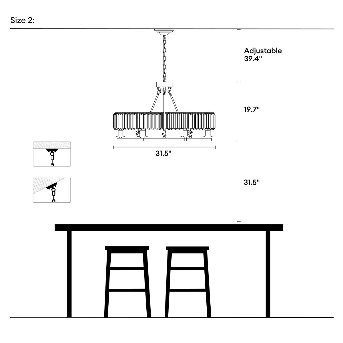 Round Overhead Fixture with Hanging Prisms for Dining Areas, Open-Concept Kitchens & Farmhouse Interiors | Adjustable Height, Wagon Wheel Fr | Thomler