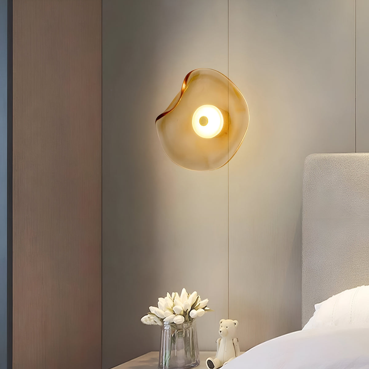 Curved Glass LED Wall Sconce 10 in Warm White Bidirectional Light Fixture for Bedroom Hallway Living Room Modern Indoor Accent Lighting | Thomler