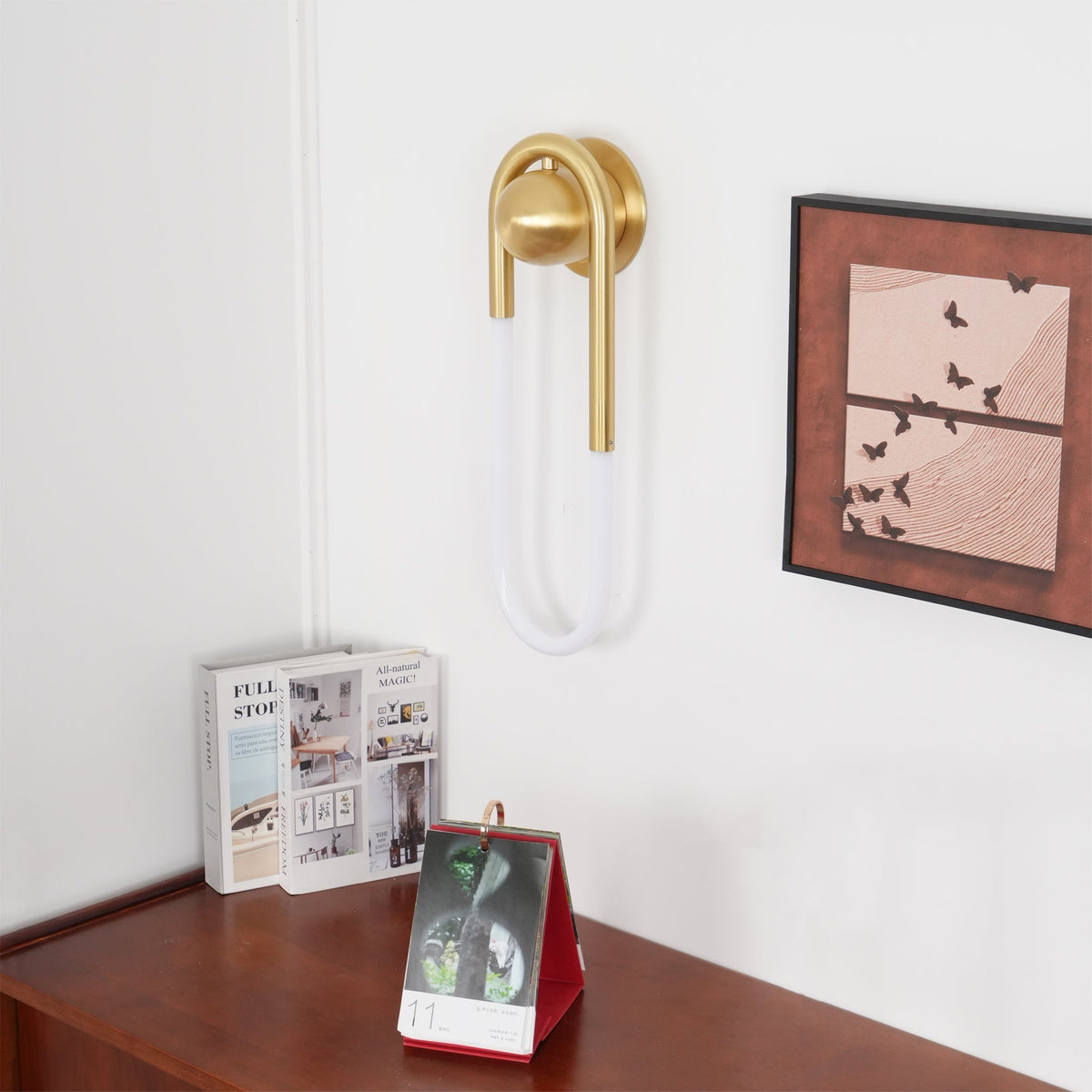 Sculptural Loop Sconce 9W Integrated LED Brass or Black Finish Dimmable Hardwired Fixture for Bedroom Hallway Living Room Contemporary Minim | Thomler