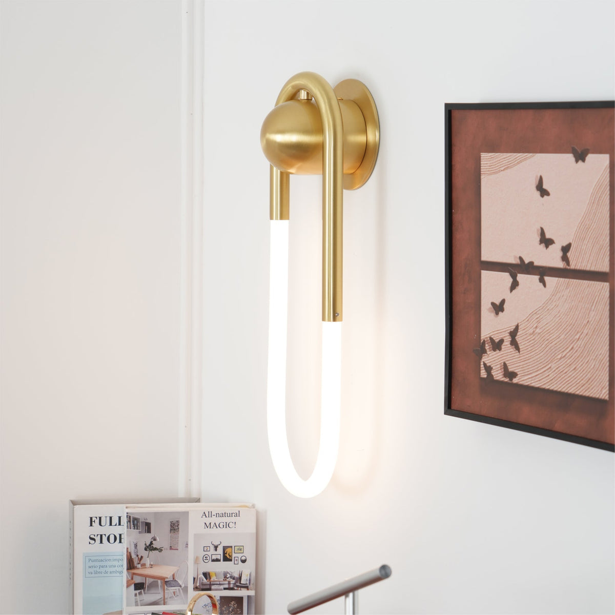 Sculptural Loop Sconce 9W Integrated LED Brass or Black Finish Dimmable Hardwired Fixture for Bedroom Hallway Living Room Contemporary Minim | Thomler