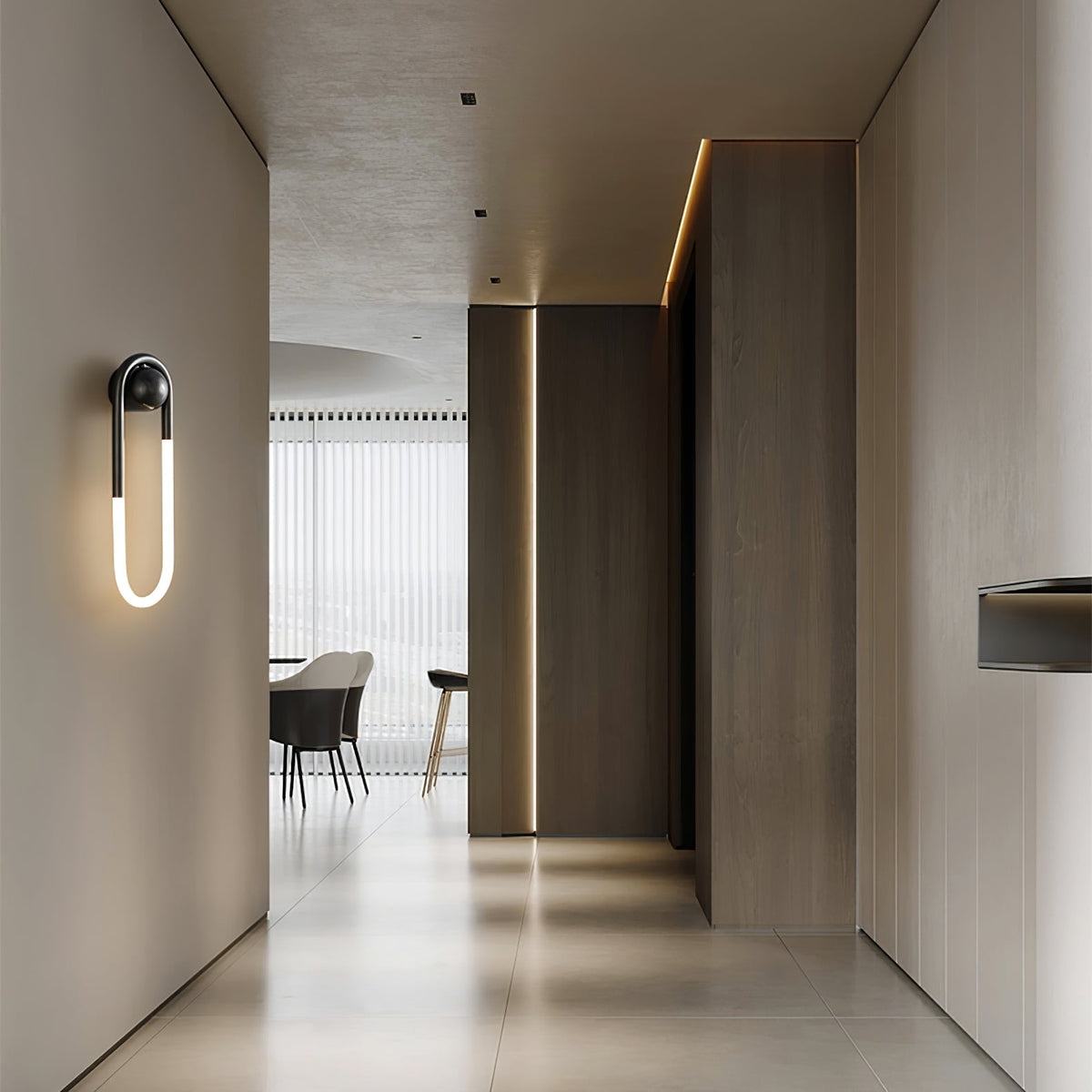 Sculptural Loop Sconce 9W Integrated LED Brass or Black Finish Dimmable Hardwired Fixture for Bedroom Hallway Living Room Contemporary Minim | Thomler