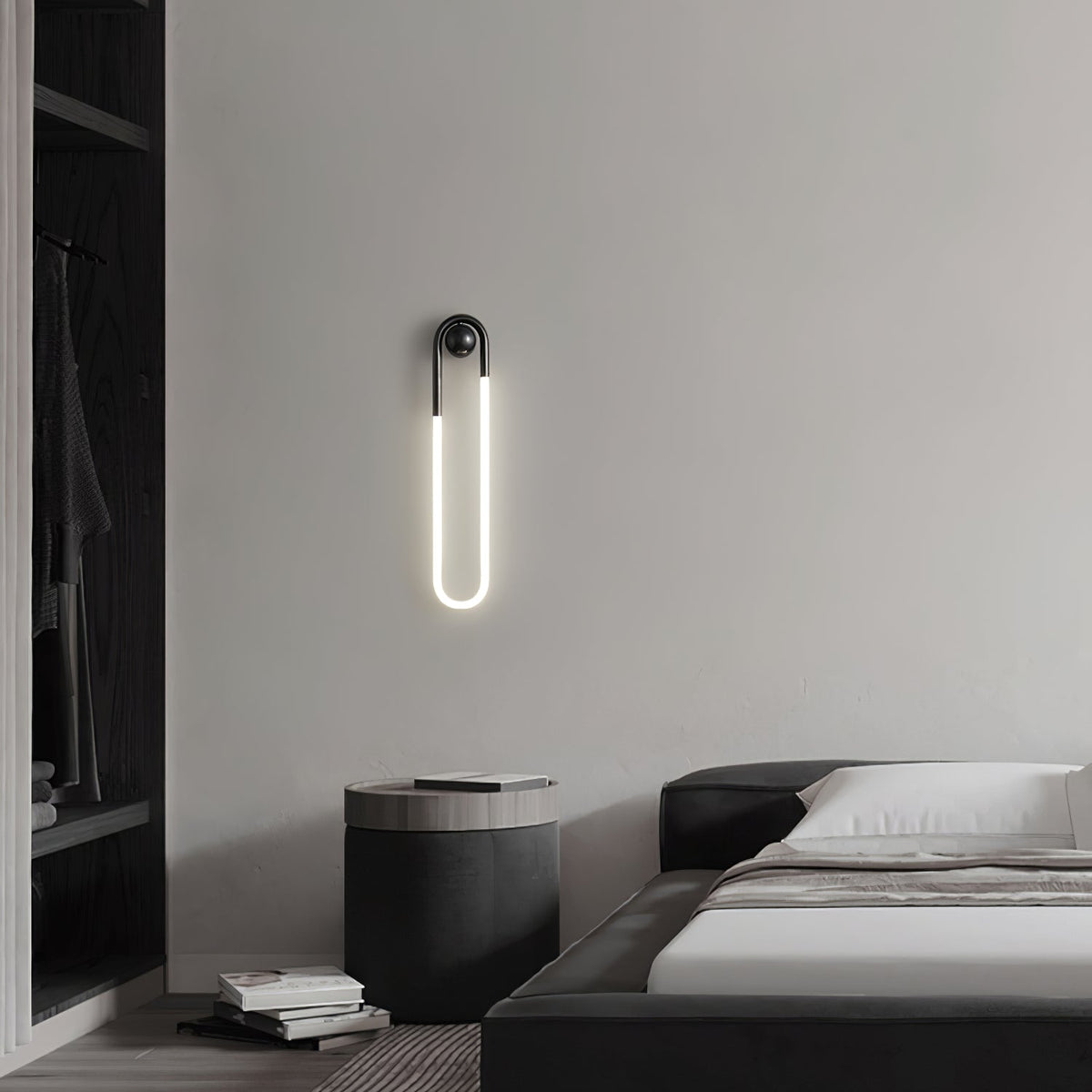 Sculptural Loop Sconce 9W Integrated LED Brass or Black Finish Dimmable Hardwired Fixture for Bedroom Hallway Living Room Contemporary Minim | Thomler