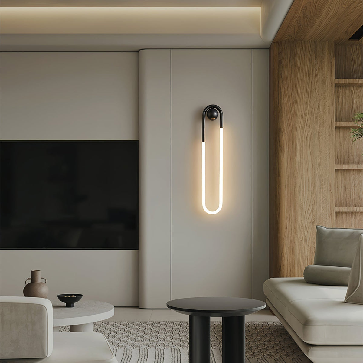 Sculptural Loop Sconce 9W Integrated LED Brass or Black Finish Dimmable Hardwired Fixture for Bedroom Hallway Living Room Contemporary Minim | Thomler