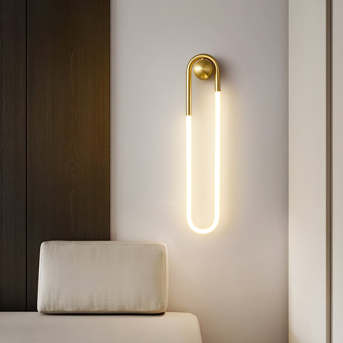 Sculptural Loop Sconce 9W Integrated LED Brass or Black Finish Dimmable Hardwired Fixture for Bedroom Hallway Living Room Contemporary Minim | Thomler