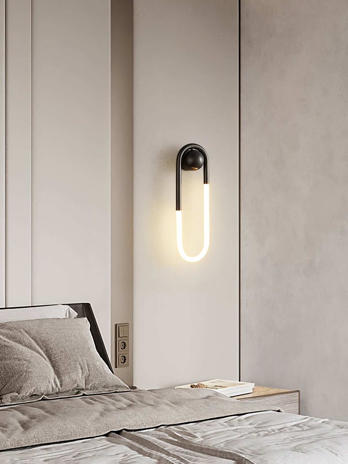 Sculptural Loop Sconce 9W Integrated LED Brass or Black Finish Dimmable Hardwired Fixture for Bedroom Hallway Living Room Contemporary Minim | Thomler
