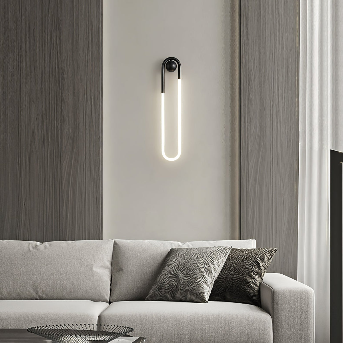 Sculptural Loop Sconce 9W Integrated LED Brass or Black Finish Dimmable Hardwired Fixture for Bedroom Hallway Living Room Contemporary Minim | Thomler