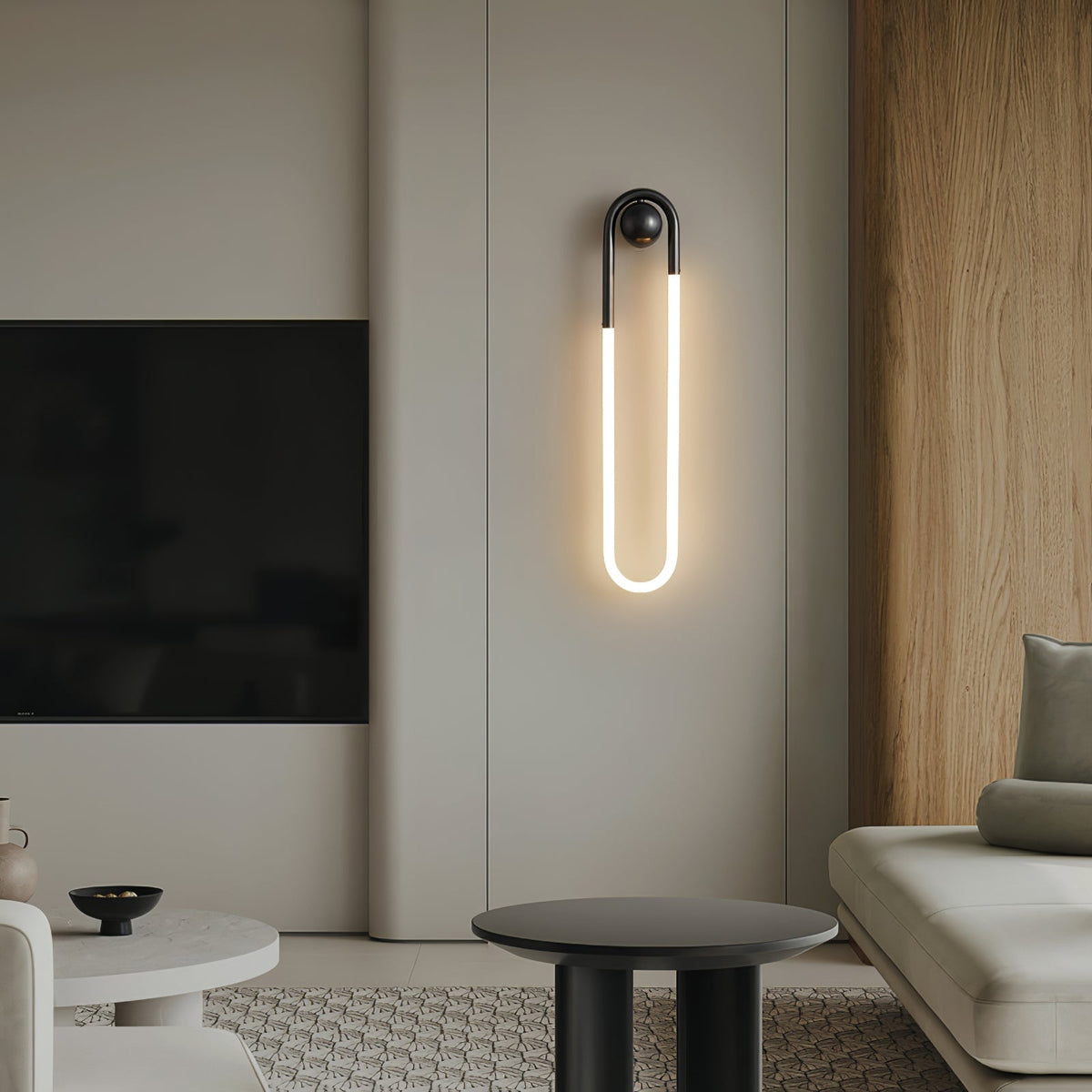 Sculptural Loop Sconce 9W Integrated LED Brass or Black Finish Dimmable Hardwired Fixture for Bedroom Hallway Living Room Contemporary Minim | Thomler