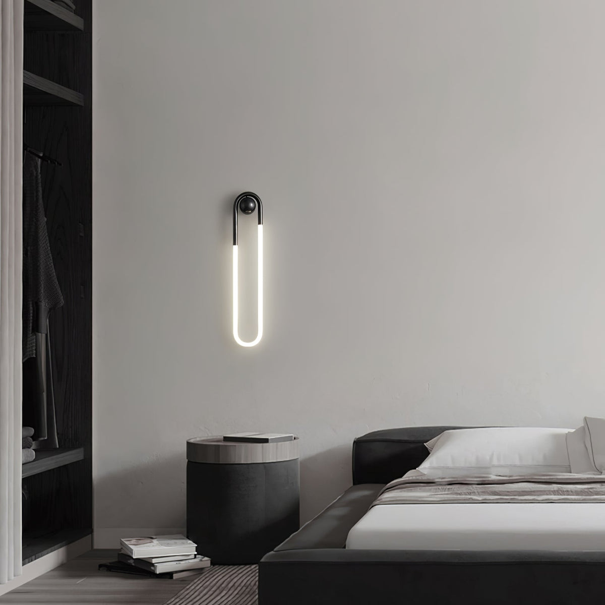 Sculptural Loop Sconce 9W Integrated LED Brass or Black Finish Dimmable Hardwired Fixture for Bedroom Hallway Living Room Contemporary Minim | Thomler