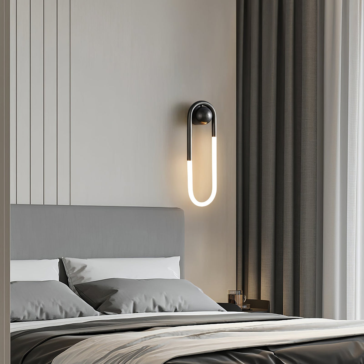 Sculptural Loop Sconce 9W Integrated LED Brass or Black Finish Dimmable Hardwired Fixture for Bedroom Hallway Living Room Contemporary Minim | Thomler
