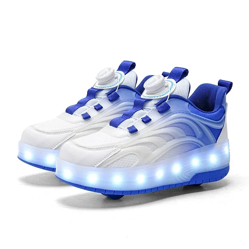 Kids Light-Up Roller Skate Shoes with USB Rechargeable LED Wheels | Rolling Sneakers for Boys & Girls | Outdoor Recreation & Active Play