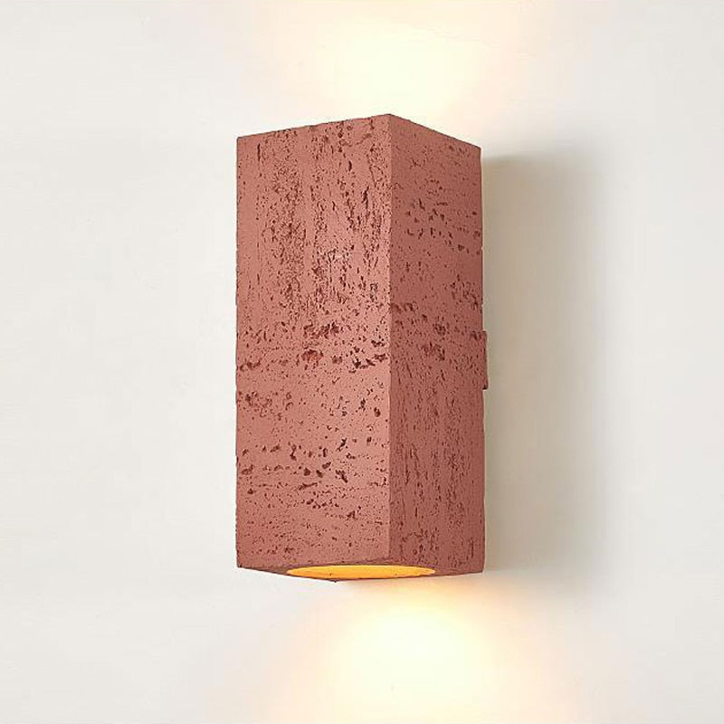 Rectangular Cement Sconce with Bidirectional Glow for Bedrooms, Hallways & Living Areas | Minimalist Stone-Effect Fixture | Thomler