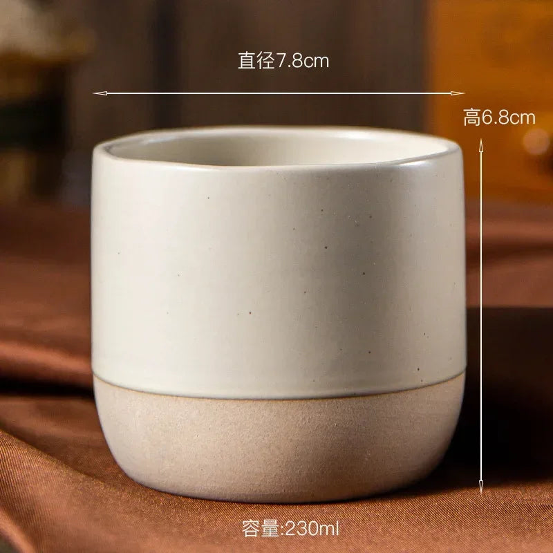 Handcrafted Stoneware Mug 8 fl oz Warm Beige Artisan Cup for Coffee Tea Espresso Daily Use Kitchen Drinkware Rustic Texture Small Batch Pott | Thomler