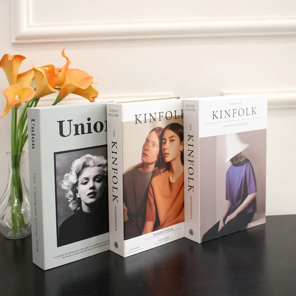 Hollow Cardboard Book Stack 3-Piece Display Set for Shelf Styling Coffee Table Accent Modern Home Interior Staging Props | Thomler