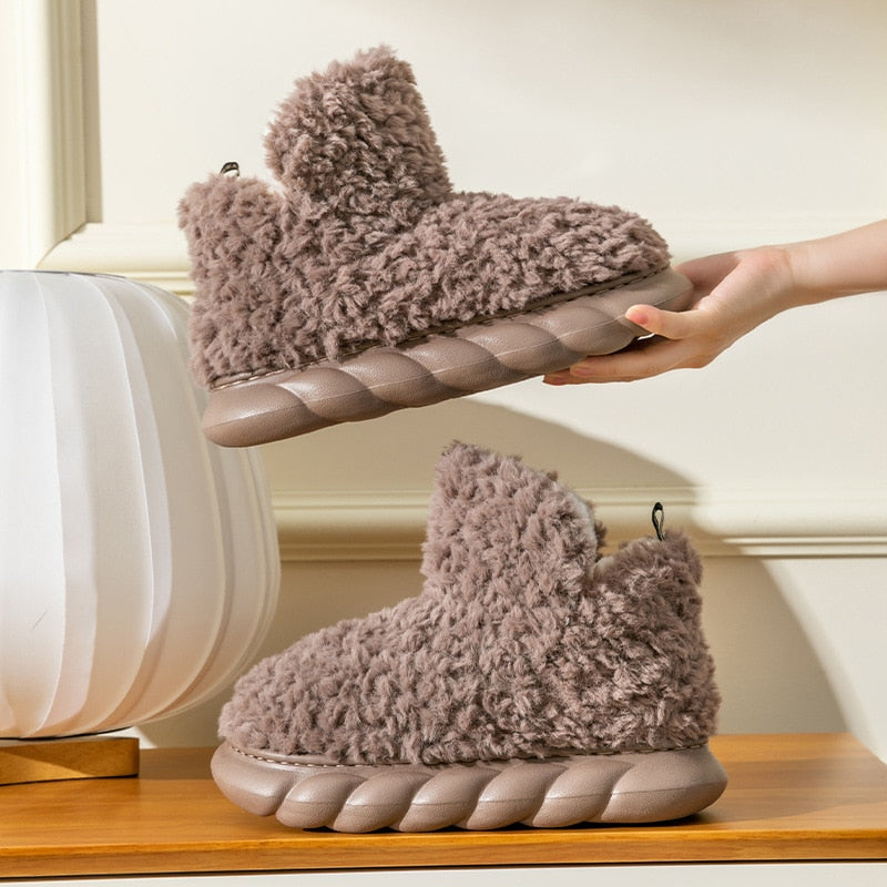 Women's Plush Memory Foam House Slippers with Non-Slip Sole for Indoor Comfort – Cozy Fleece Bedroom Footwear for Winter