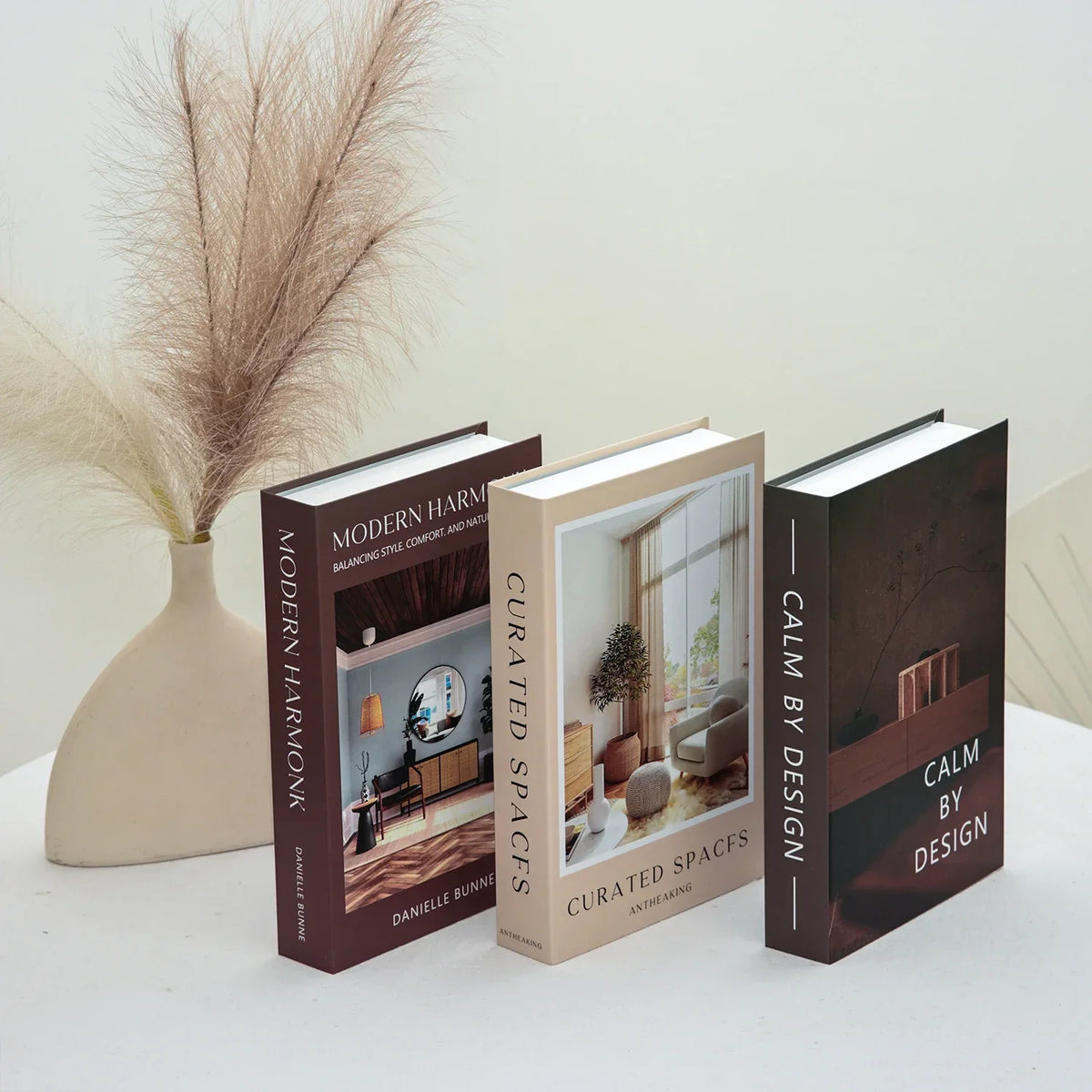Hollow Cardboard Book Stack 3-Piece Display Set for Shelf Styling Coffee Table Accent Modern Home Interior Staging Props | Thomler