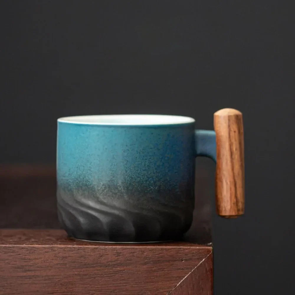 Handbemalte Keramik-Kaffeetasse mit Farbverlauf-Glasur – Retro-inspirierte Teetasse für Küche & Esszimmer | Thomler