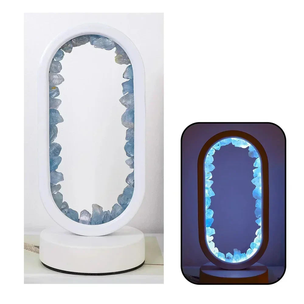 Amethyst-Kristall-Akzentlampe 8 Zoll, lilafarbenes Licht für Nachttische, Meditationsräume, Yogaräume, handgefertigte Edelsteinleuchte, E14-Fassung, max. 10 W | Thomler