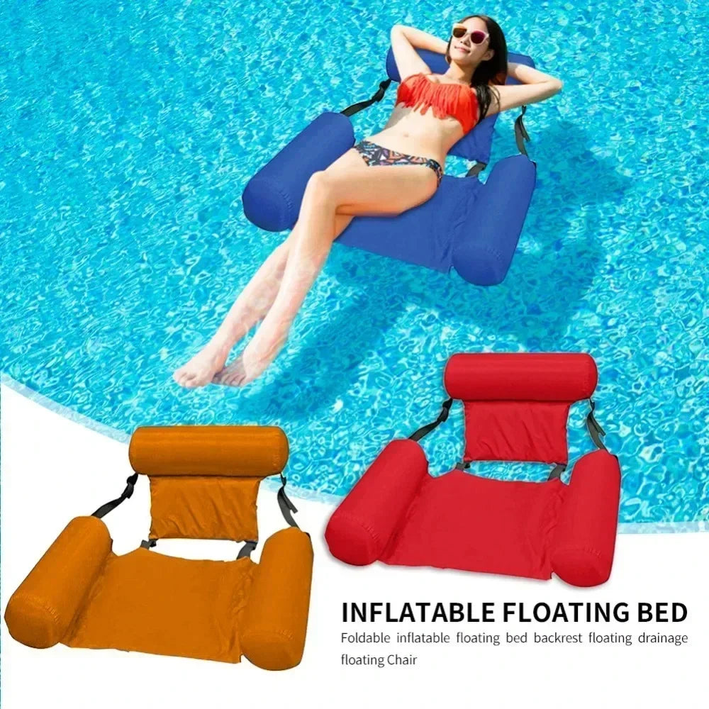 Inflatable Pool Lounger with Backrest – Floating Water Chair for Pool, Lake & Beach