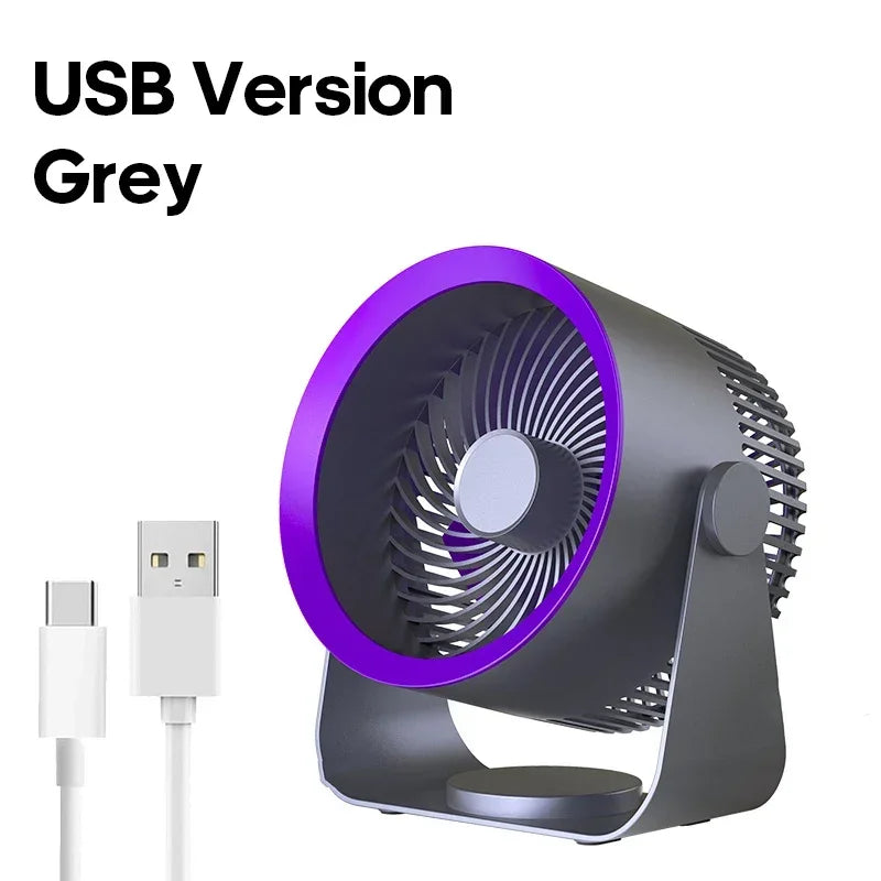 USB-C wiederaufladbarer Tischventilator mit um 180° neigbarem Kopf für Schlafzimmer, Büro, Badezimmer, leiser, kabelloser, tragbarer Luftumwälzer, wandmontierbar