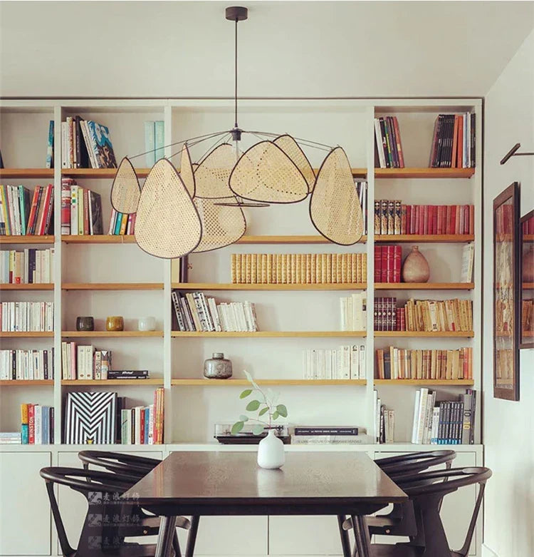 Gewebte Rattan-Hängelampe 120 cm ovale Naturfaser-Deckenleuchte E27-Fassung verstellbares Kabel Esszimmer Schlafzimmer Boho Skandinavisch Japandi | Thomler