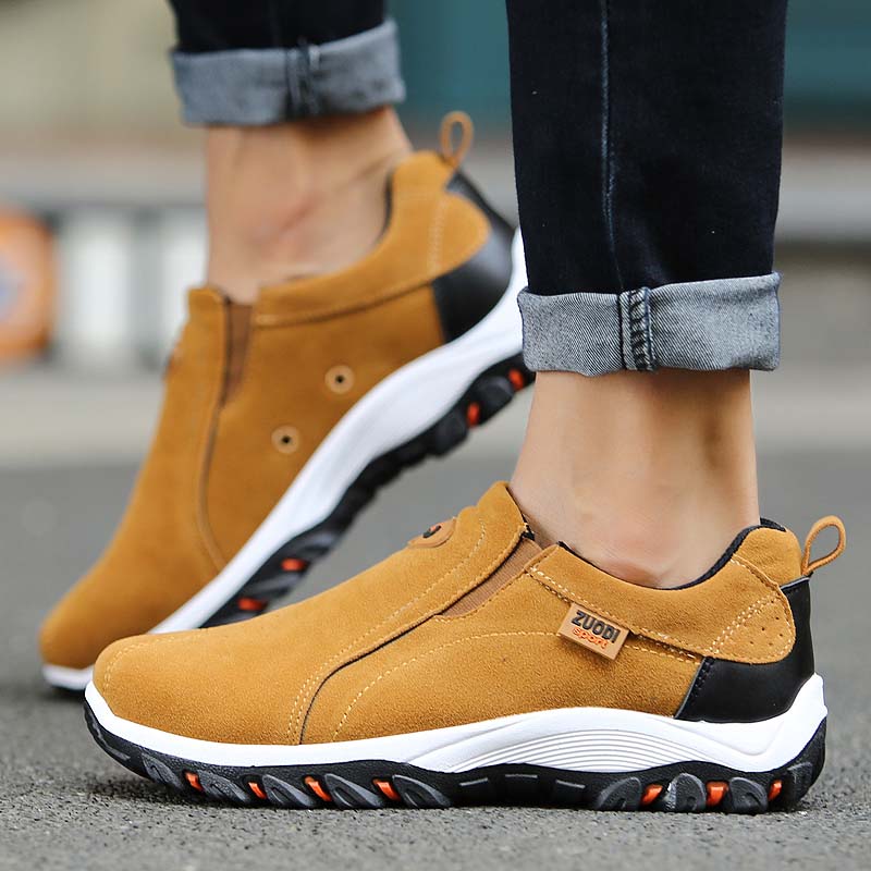 Zapatos de senderismo sin cordones para hombre con suela de alta tracción: zapatillas resistentes para caminar al aire libre, senderos y viajes