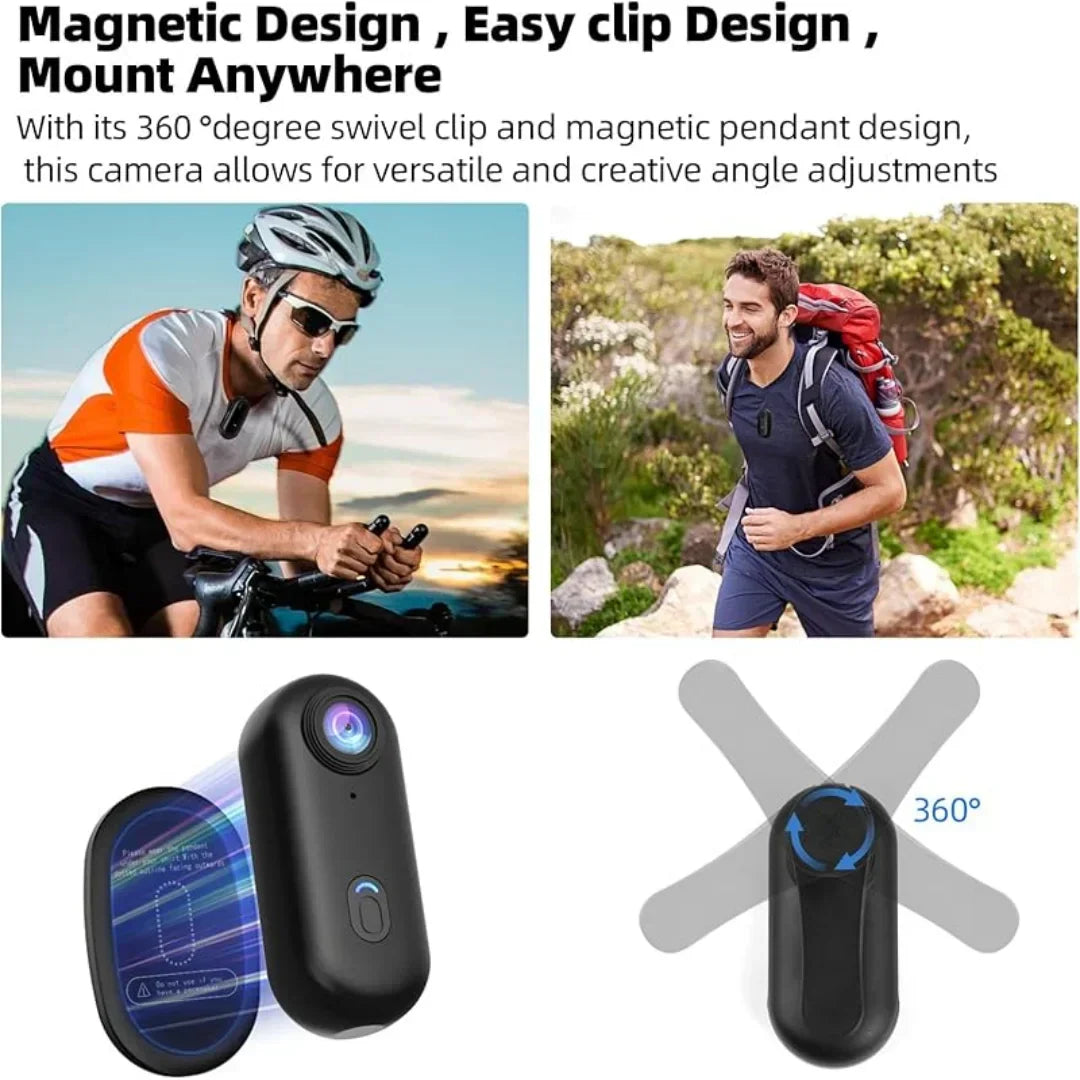 Compact 4K Action Camera with WiFi, Waterproof Housing, Magnetic Clip & 360° Rotating Mount for POV Recording | Thomler