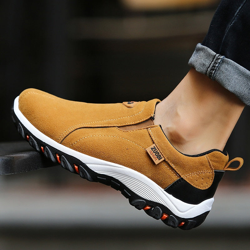 Men's Slip-On Hiking Shoes with High-Traction Sole - Rugged Outdoor Walking Sneakers for Trails & Travel