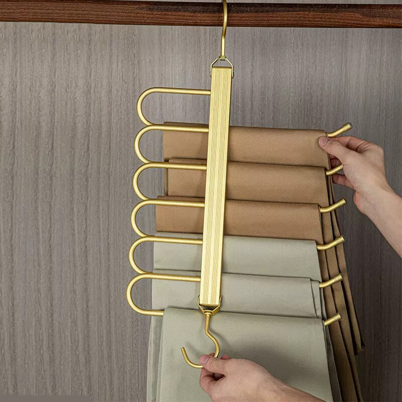 Multi-Tier Closet Hanger for Pants Storage 6-Level Rotating Hook Space Organizer for Jeans Slacks Scarves 14 in Wide Lightweight Aluminum Ra | Thomler