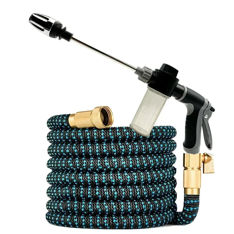 Expandable Garden Hose 3X Length with High-Pressure Spray Gun Nozzle Set Retractable Storage Outdoor Watering System | Thomler