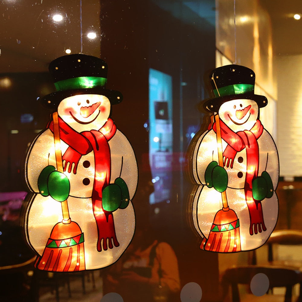 Battery-Operated LED Window Hanging Decoration – Holiday Silhouettes with Flash & Steady Modes