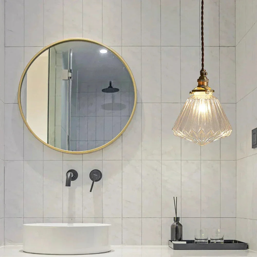 Clear Glass Hanging Lamp E27 Socket 6 in Diameter Scandinavian Style for Dining Room Kitchen Island Over Table Adjustable Cord Modern Minima | Thomler