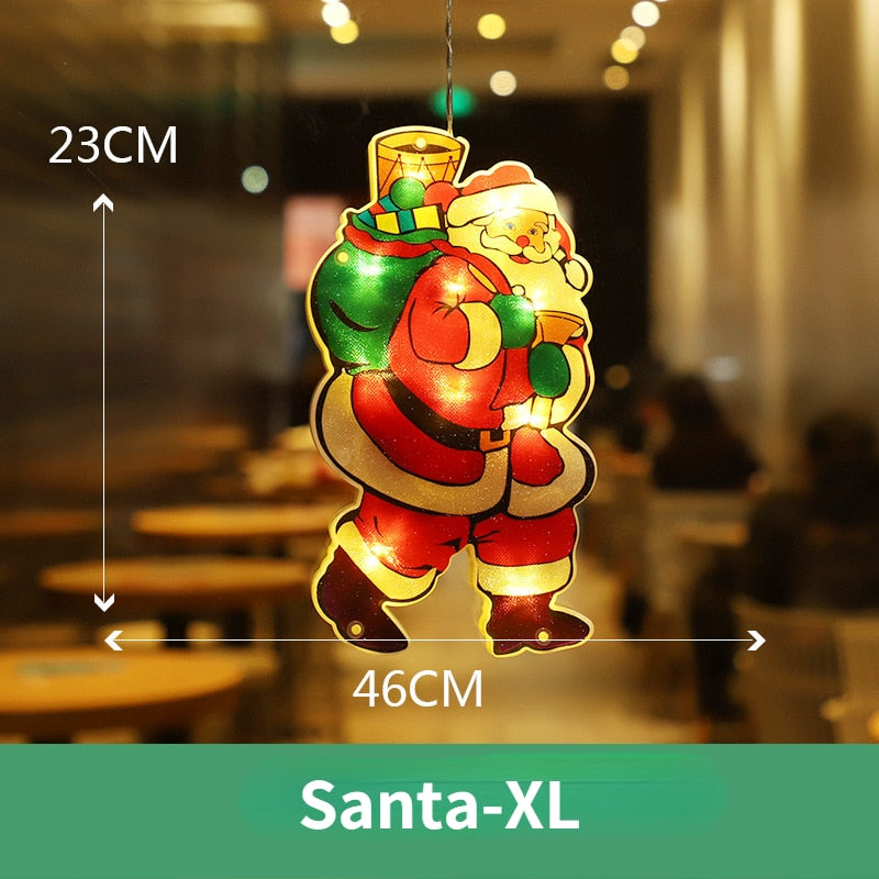 Battery-Operated LED Window Hanging Decoration – Holiday Silhouettes with Flash & Steady Modes