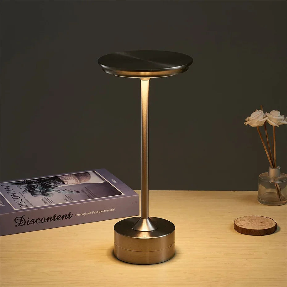 Rechargeable LED Desk Lamp with Touch Control - 3 Brightness Levels & Adjustable Color Temperature - Compact Metal Design for Nightstand, Of | Thomler
