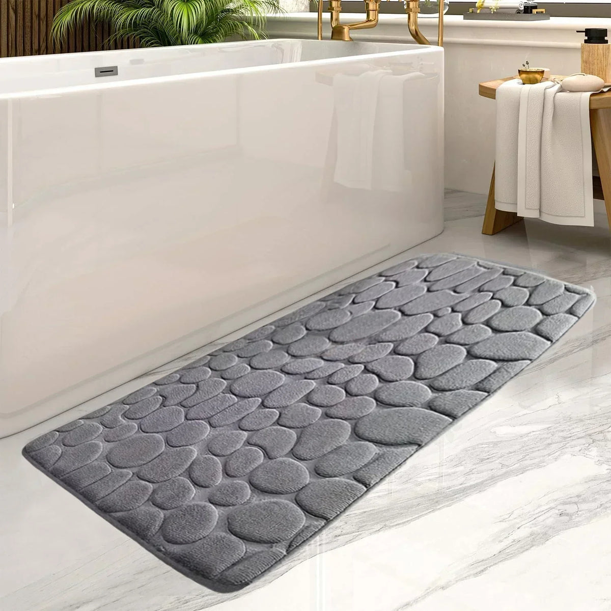 Mikrofaser-Badematte mit rutschfester Latex-Rückseite und schnell trocknend, 60 x 90 cm