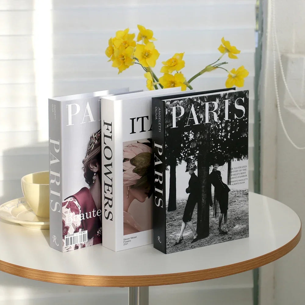 Hollow Cardboard Book Stack 3-Piece Display Set for Shelf Styling Coffee Table Accent Modern Home Interior Staging Props | Thomler