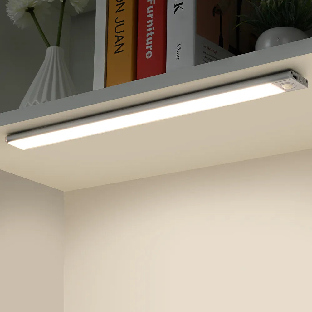 Bewegingssensor LED-onderkastverlichting, oplaadbare magnetische strip, batterijgevoed, draadloze verlichtingsbalk voor keuken, kast, voorraadkast, hal | Thomler