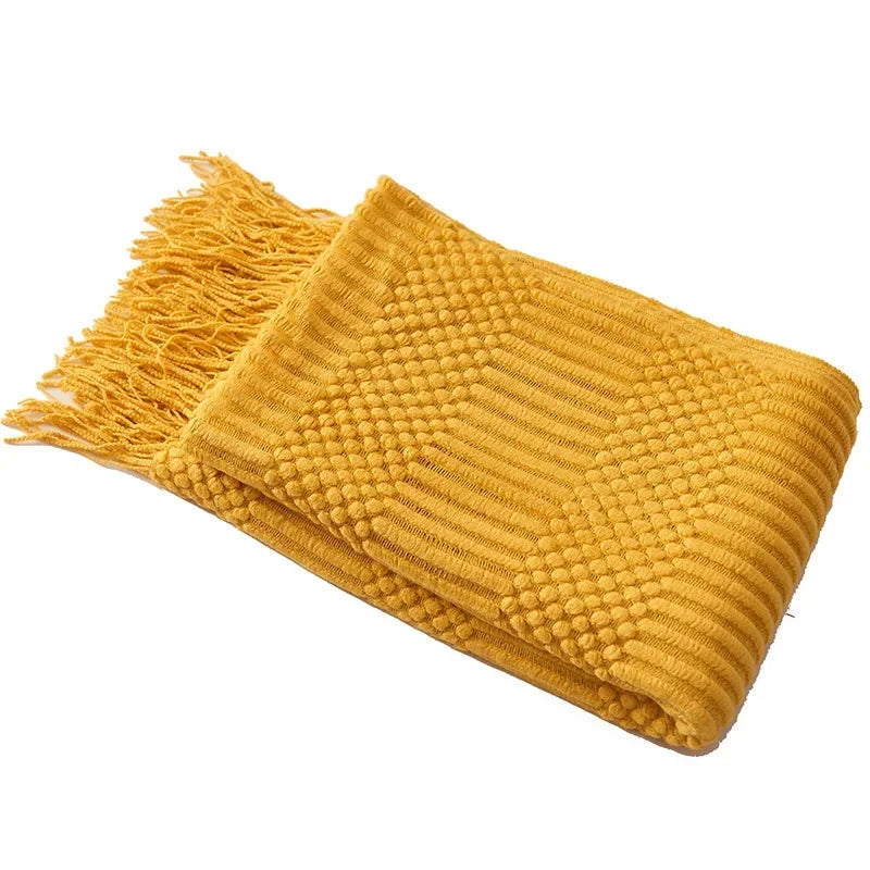 Chunky Knit Throw Blanket – Cozy Acrylic Sofa & Bed Cover for Living Room & Bedroom