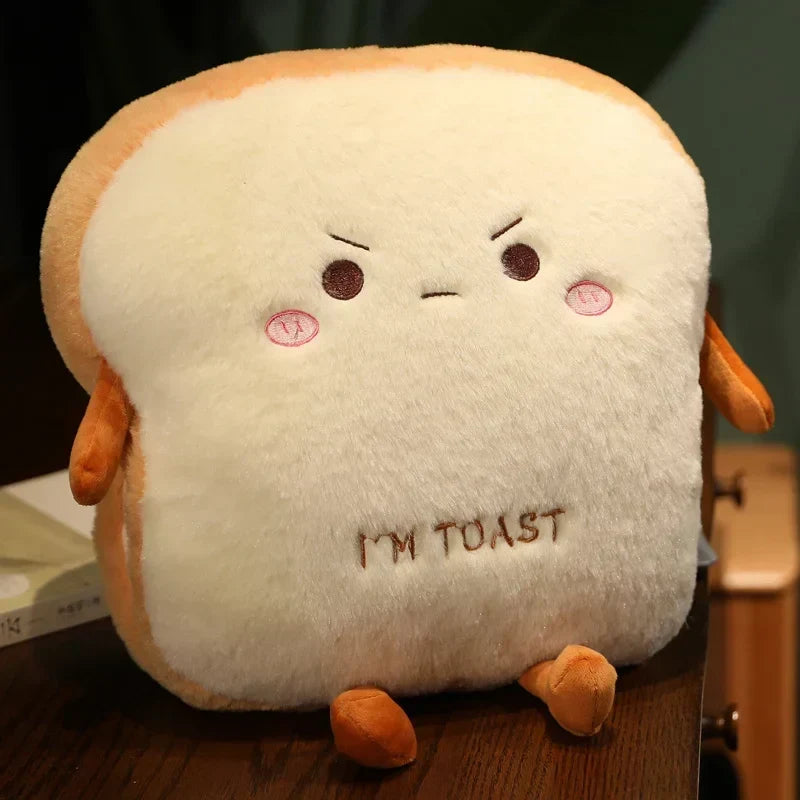 Soft Plush Toast Hand Warmer Pillow with Pocket – Cozy Stuffed Bread Cushion for Warmth & Comfort
