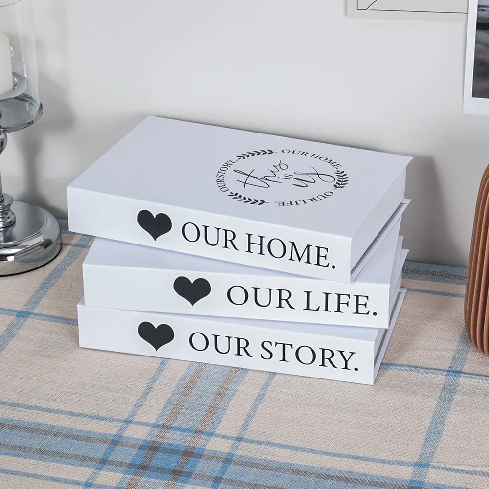 Hollow Cardboard Book Stack 3-Piece Display Set for Shelf Styling Coffee Table Accent Modern Home Interior Staging Props | Thomler